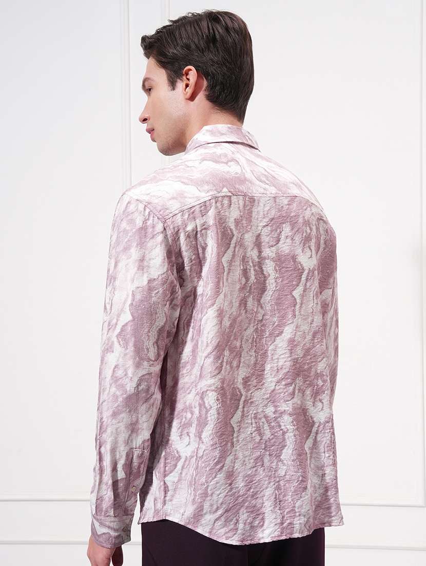 men printed long sleeve regular fit casual shirt - 22504041 -  Standard Image - 4