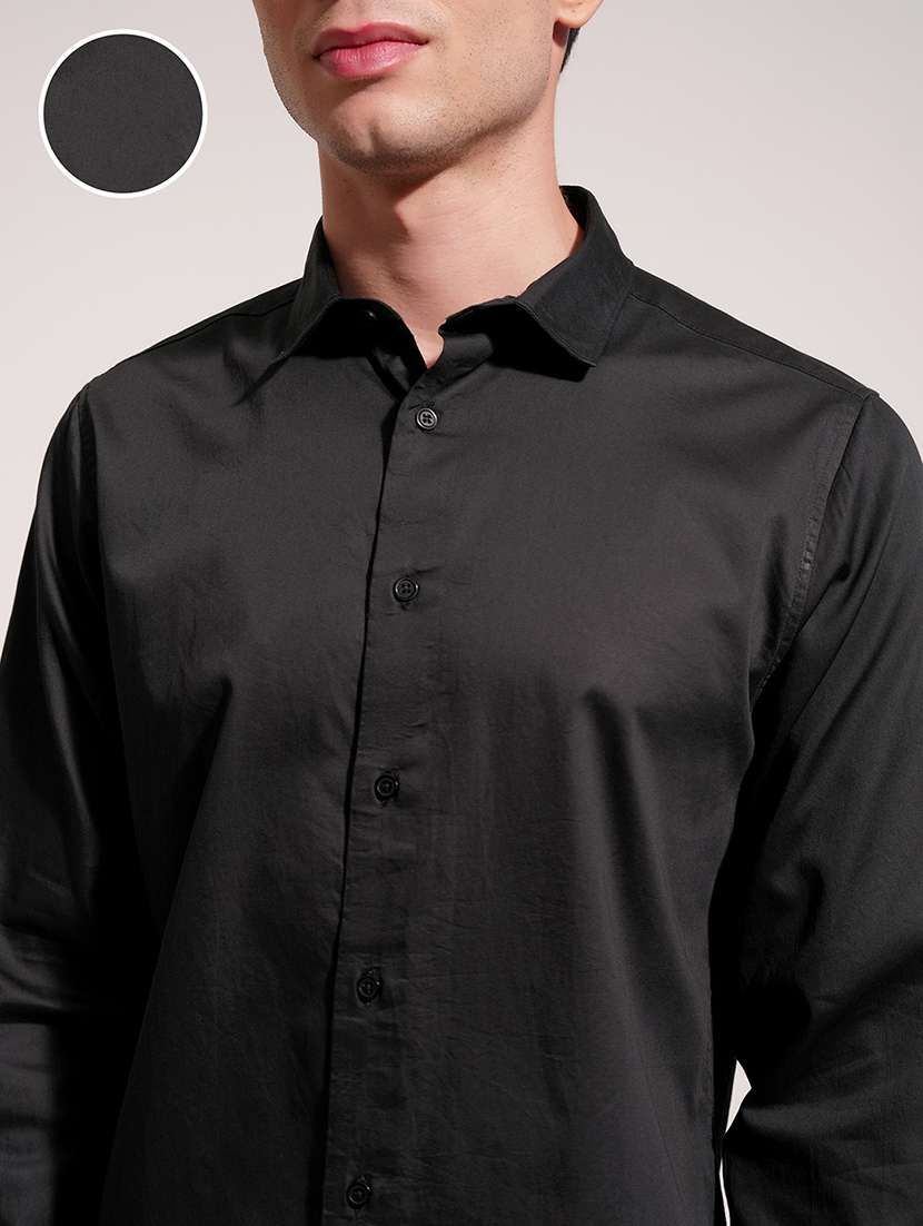 men solid long sleeve slim fit casual shirt - 22504057 -  Standard Image - 1
