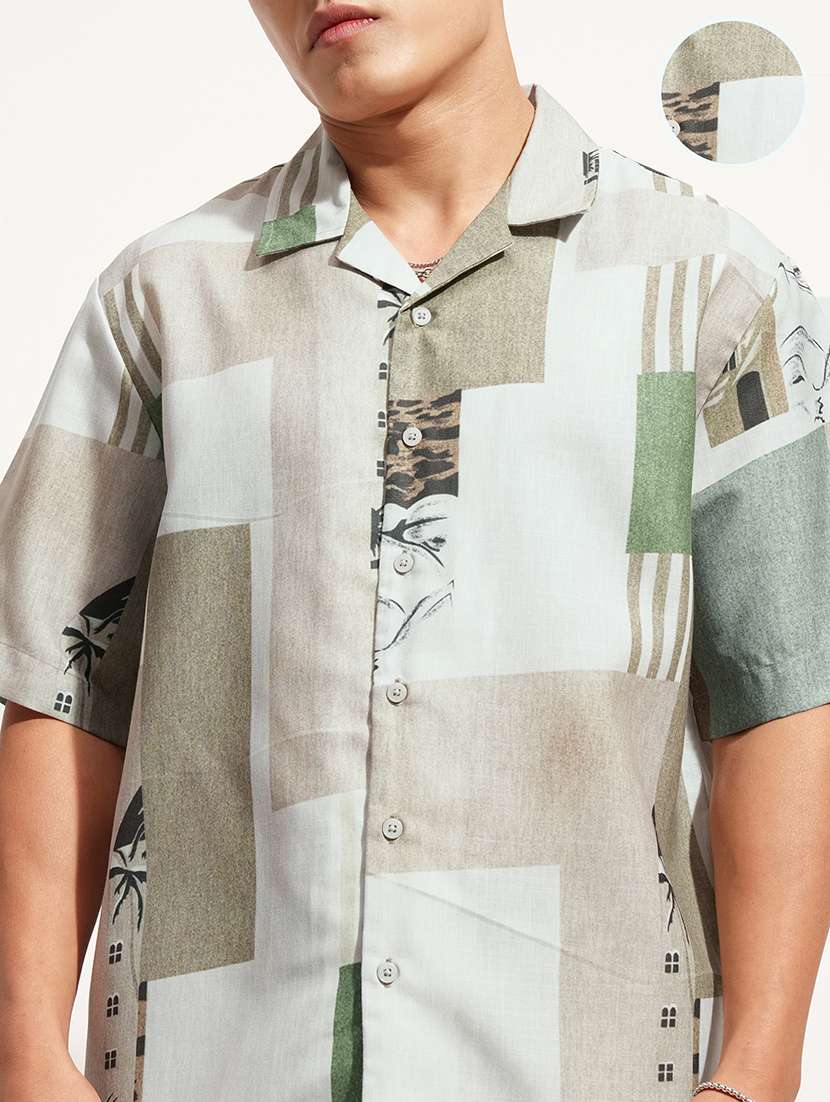 men printed short sleeve regular fit casual shirt - 22504058 -  Standard Image - 1