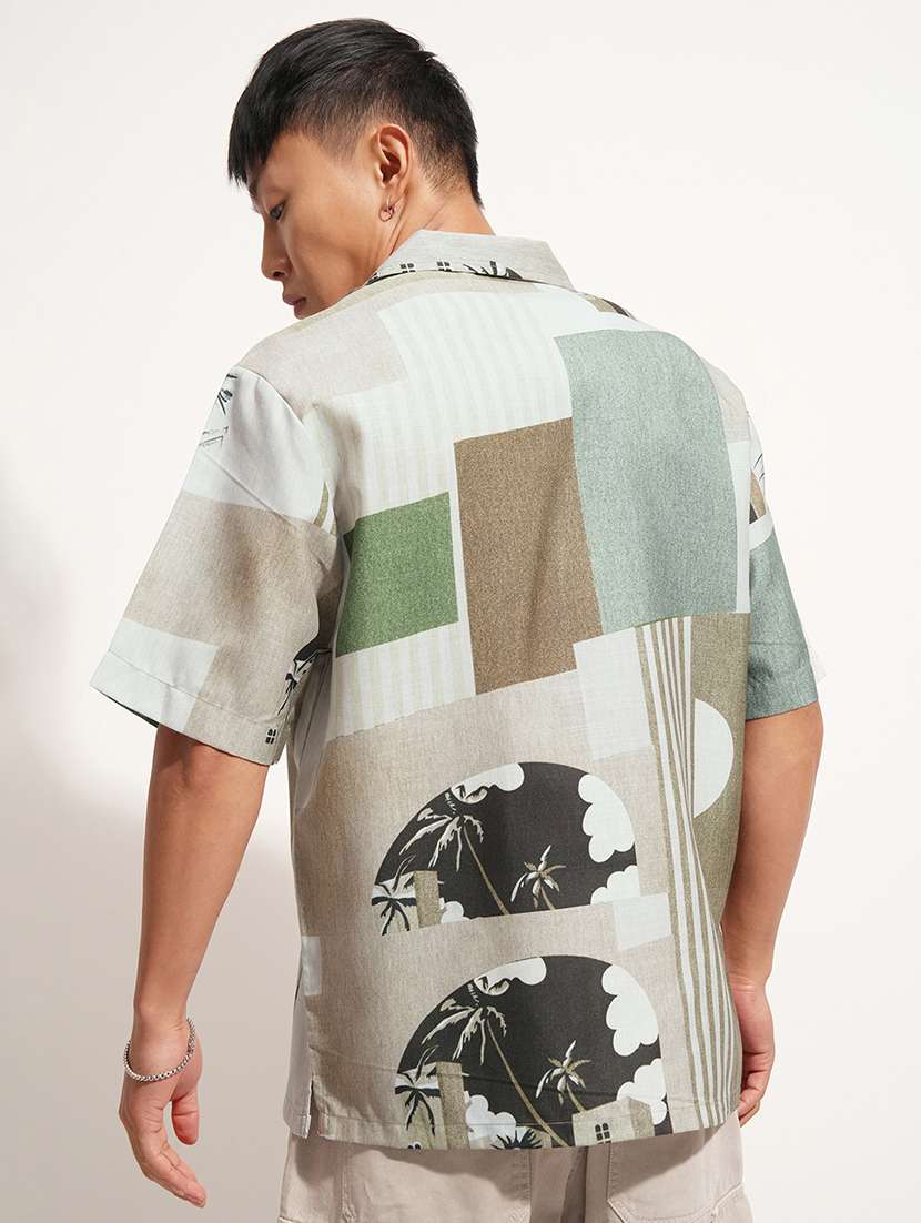 men printed short sleeve regular fit casual shirt - 22504058 -  Standard Image - 4