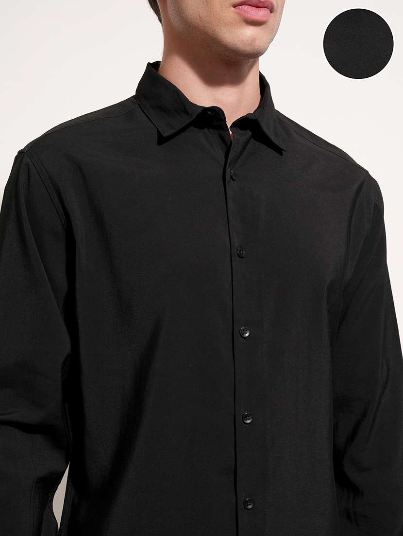 men solid long sleeve slim fit casual shirt - 22504067 -  Standard Image - 1