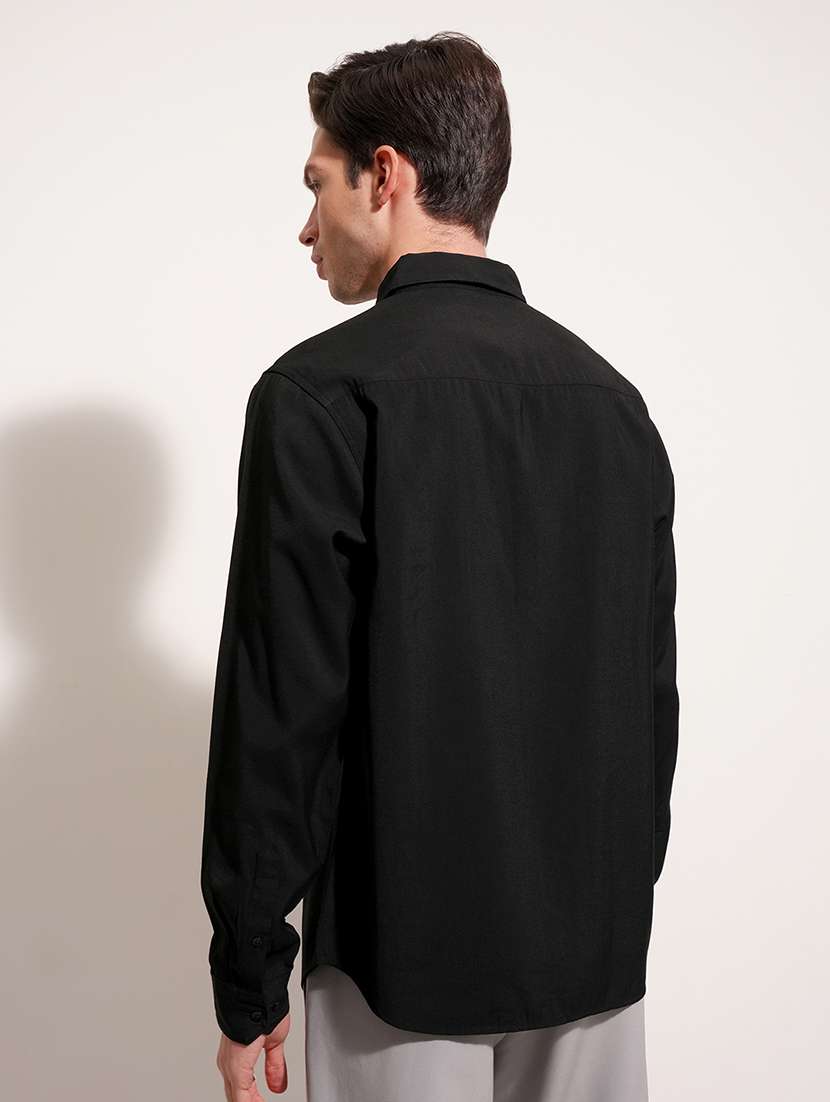 men solid long sleeve slim fit casual shirt - 22504067 -  Standard Image - 4