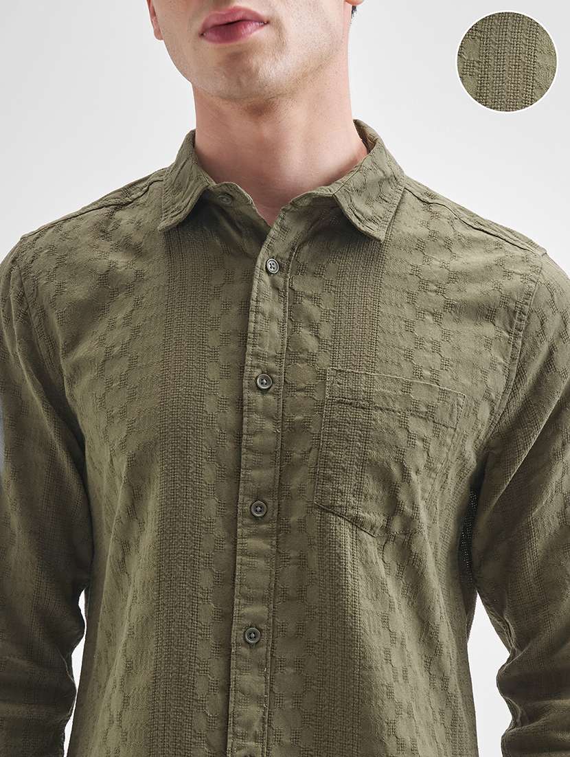 men self design long sleeve regular fit casual shirt - 22504094 -  Standard Image - 1
