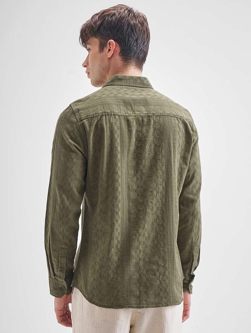 men self design long sleeve regular fit casual shirt - 22504094 -  Standard Image - 4