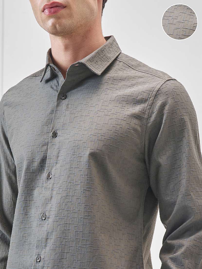 men self design long sleeve regular fit casual shirt - 22504100 -  Standard Image - 1
