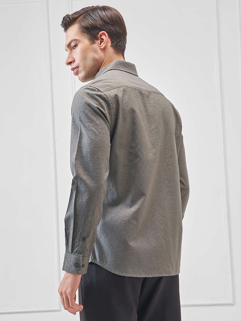 men self design long sleeve regular fit casual shirt - 22504100 -  Standard Image - 4