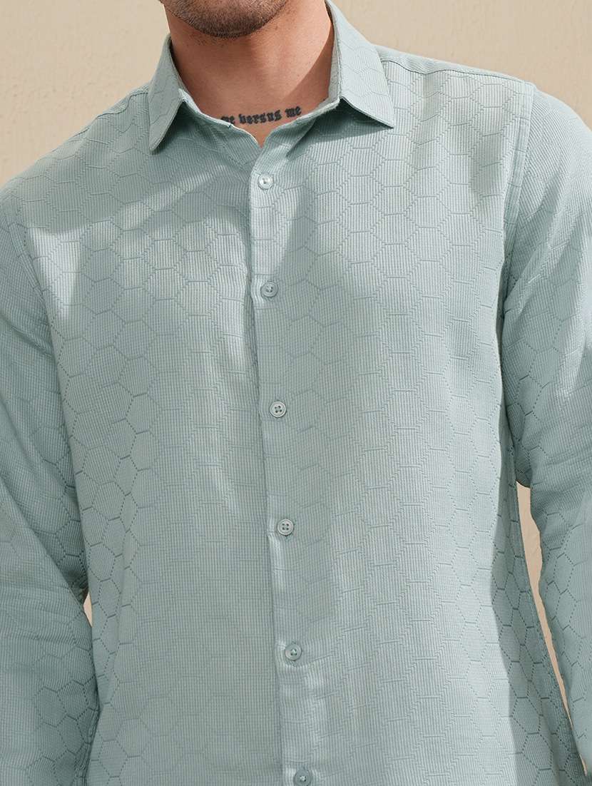 men self design long sleeve regular fit casual shirt - 22504166 -  Standard Image - 1