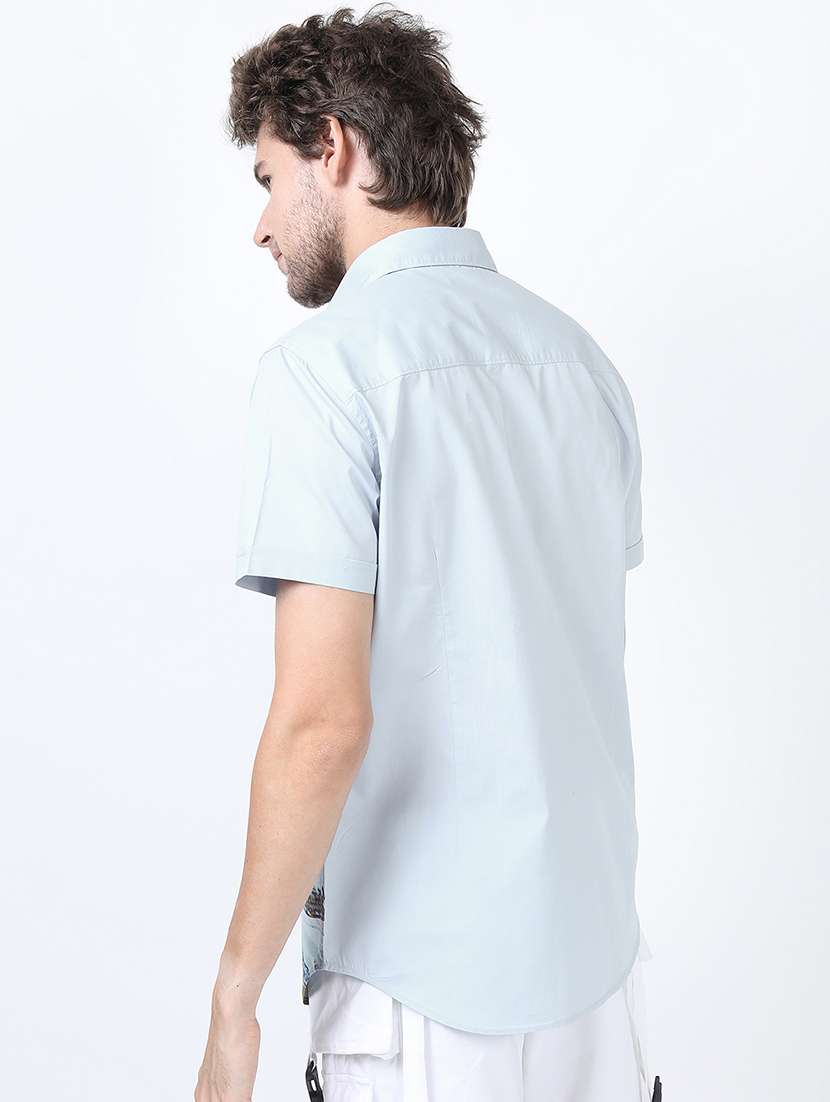 men printed short sleeve slim fit casual shirt - 22504196 -  Standard Image - 4