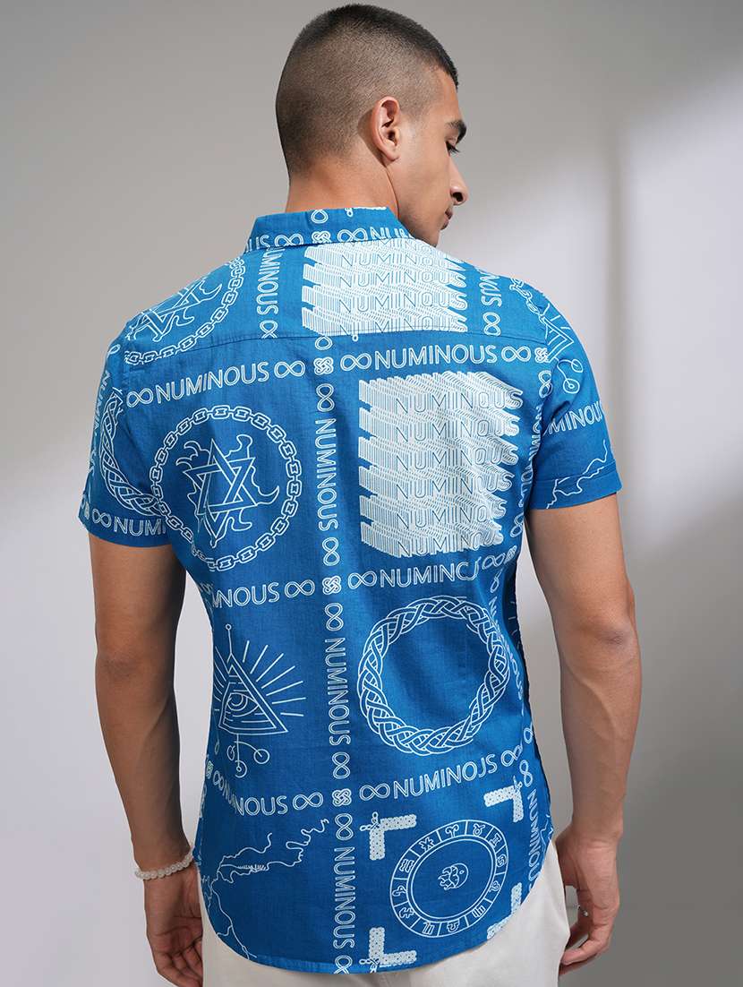 men printed short sleeve slim fit casual shirt - 22504215 -  Standard Image - 4