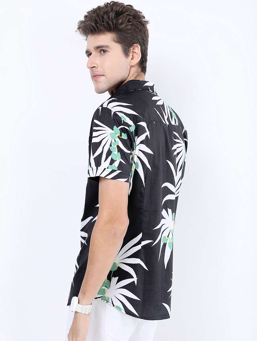 men printed short sleeve slim fit casual shirt - 22504216 -  Standard Image - 4