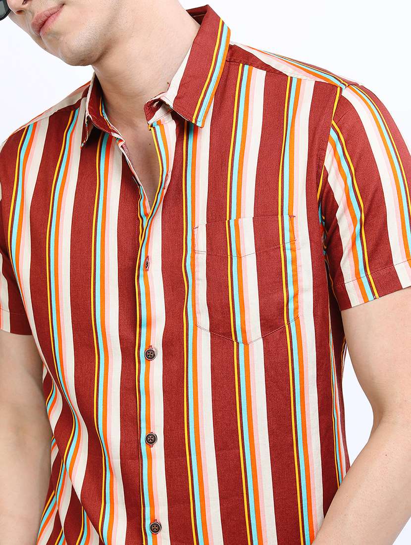 men striped long sleeve slim fit casual shirt - 22504234 -  Standard Image - 1