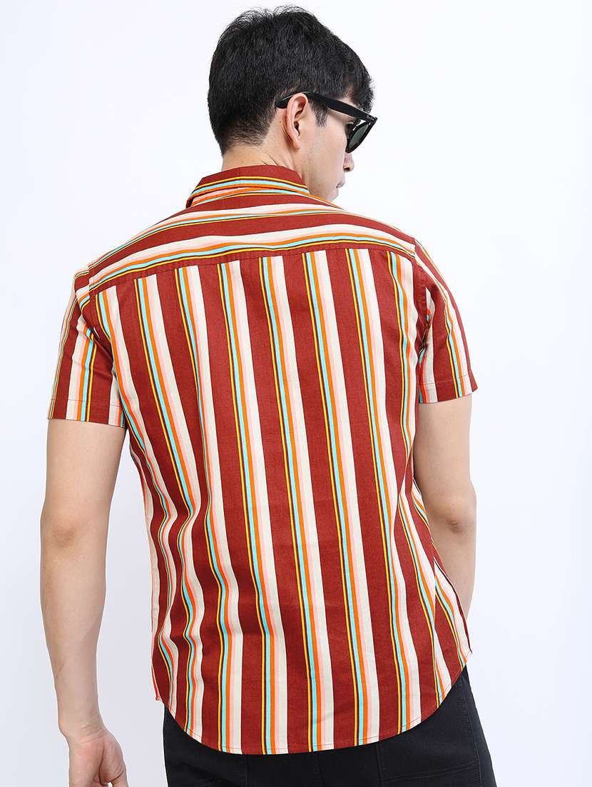 men striped long sleeve slim fit casual shirt - 22504234 -  Standard Image - 4