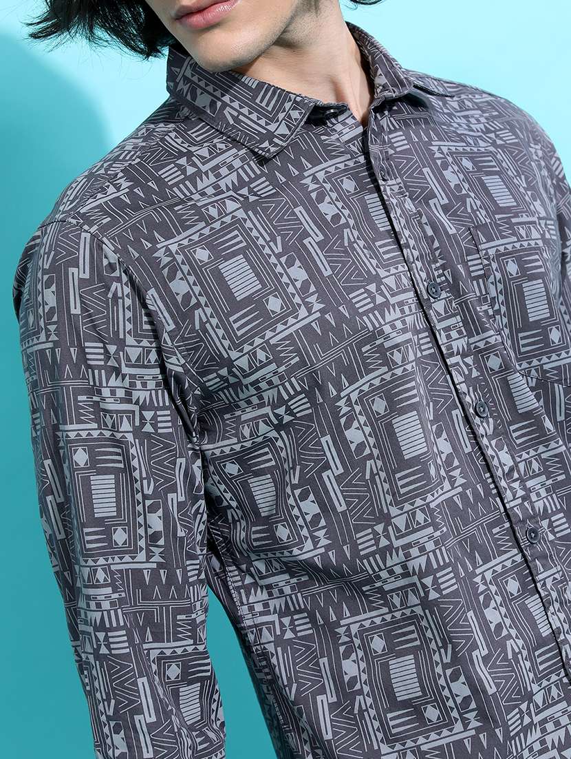 men printed long sleeve regular fit casual shirt - 22504247 -  Standard Image - 1