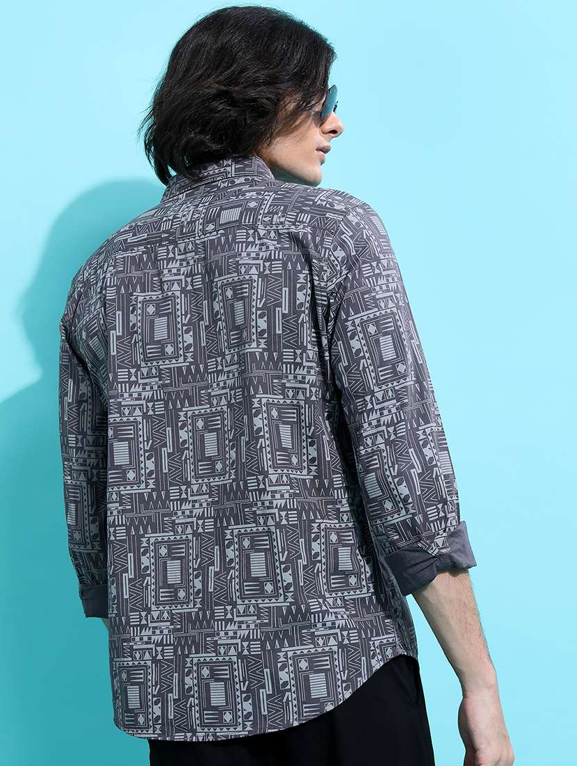 men printed long sleeve regular fit casual shirt - 22504247 -  Standard Image - 4
