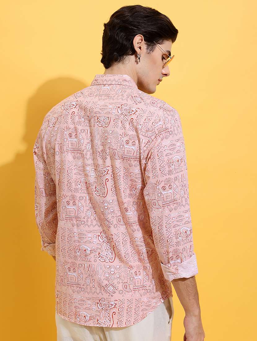 men printed long sleeve regular fit casual shirt - 22504250 -  Standard Image - 4