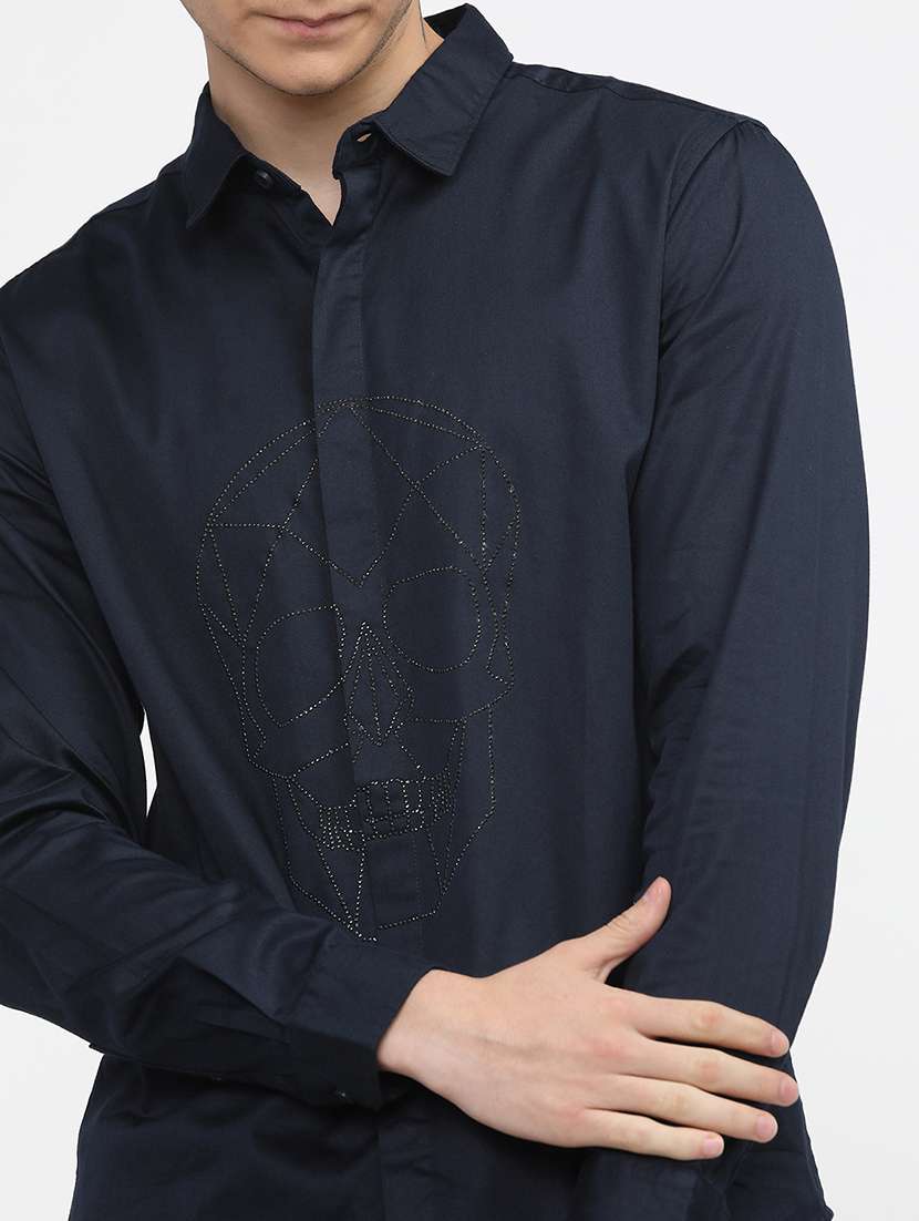 men embellished long sleeve casual shirt - 22504279 -  Standard Image - 1