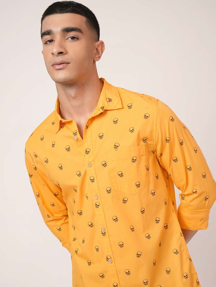 men printed long sleeve regular fit casual shirt