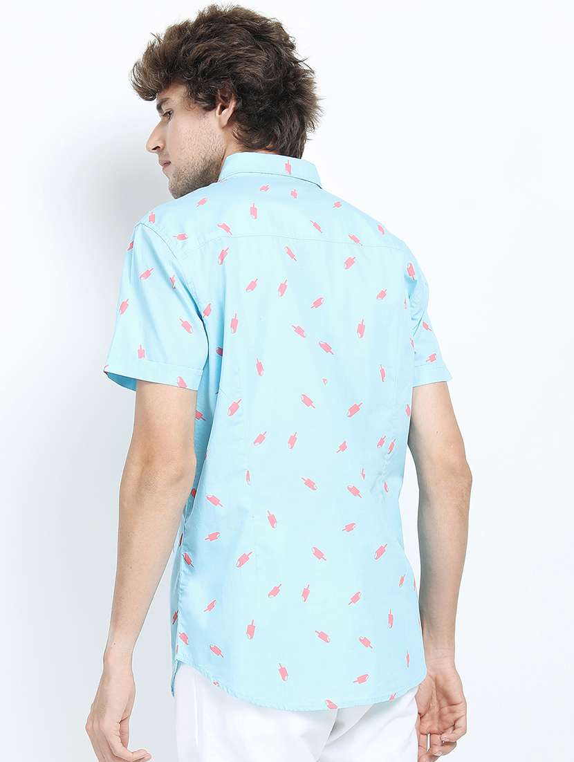 men printed short sleeve slim fit casual shirt - 22504293 -  Standard Image - 4