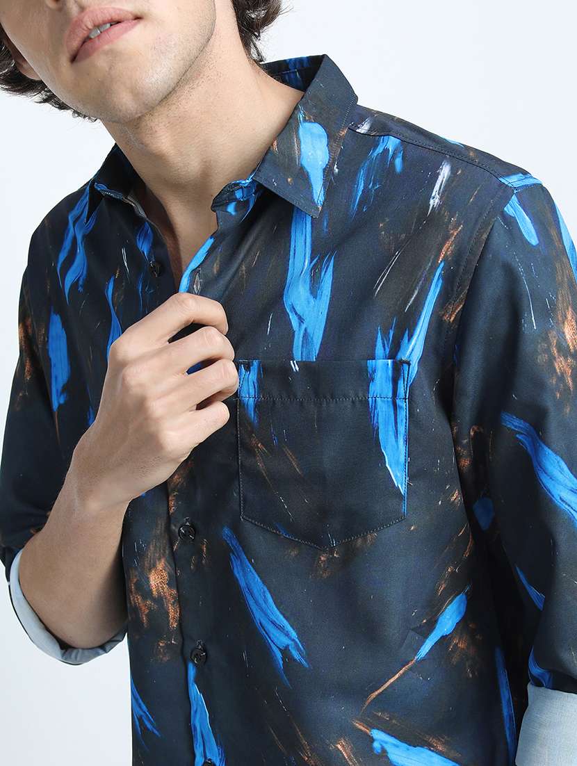 men printed long sleeve regular fit casual shirt - 22504295 -  Standard Image - 1