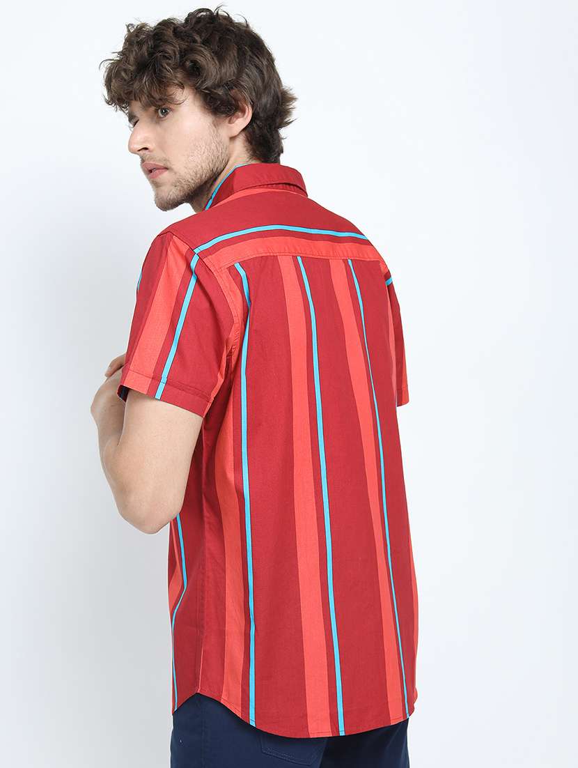 men striped short sleeve regular fit casual shirt - 22504301 -  Standard Image - 4