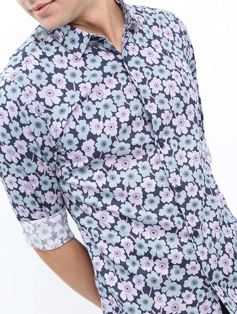 men printed long sleeve regular fit casual shirt - 22504308 -  Standard Image - 1
