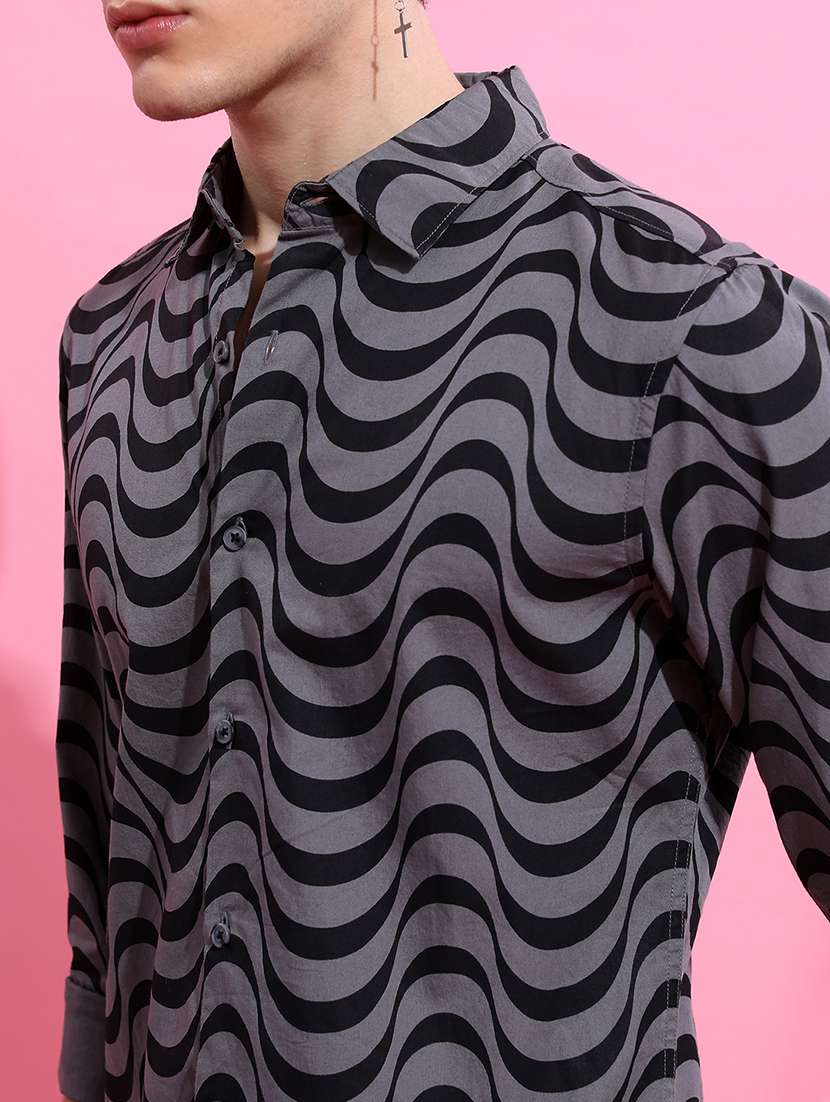 men printed long sleeve regular fit casual shirt - 22504324 -  Standard Image - 1