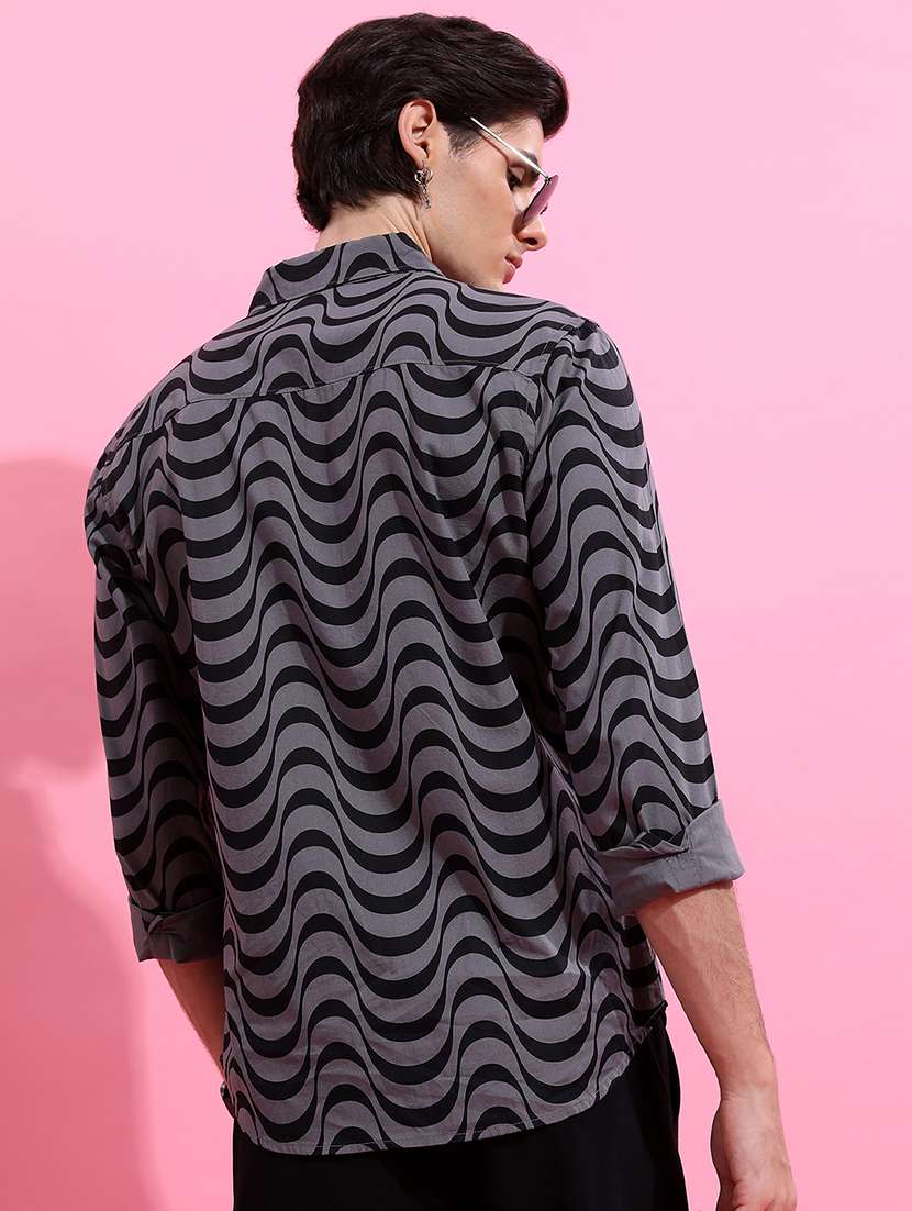 men printed long sleeve regular fit casual shirt - 22504324 -  Standard Image - 4