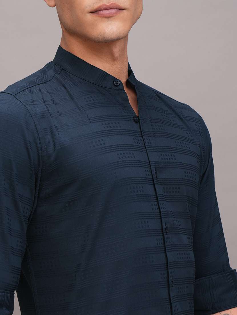 men self design long sleeve slim fit casual shirt - 22504352 -  Standard Image - 1