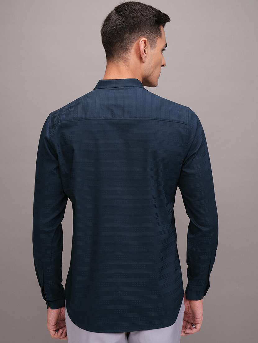 men self design long sleeve slim fit casual shirt - 22504352 -  Standard Image - 4