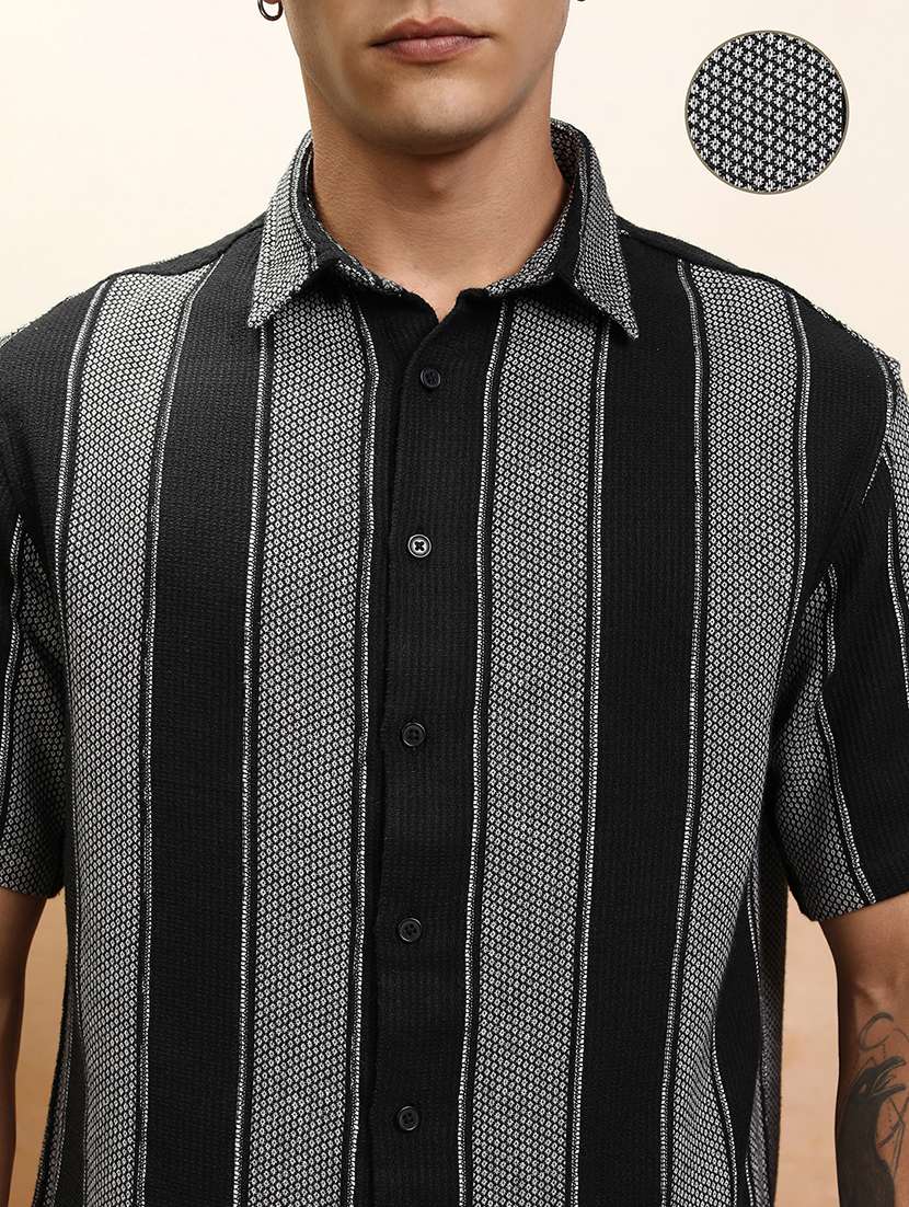 men striped long sleeve loose fit casual shirt - 22504371 -  Standard Image - 1