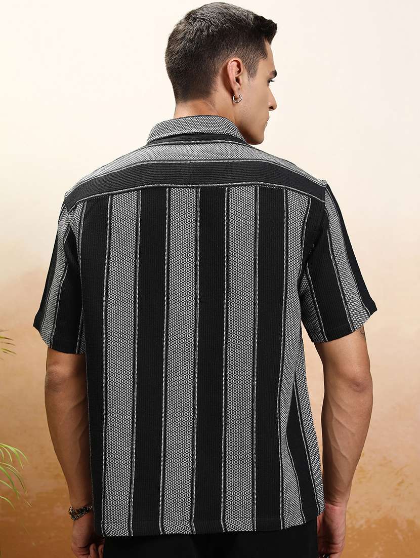 men striped long sleeve loose fit casual shirt - 22504371 -  Standard Image - 4