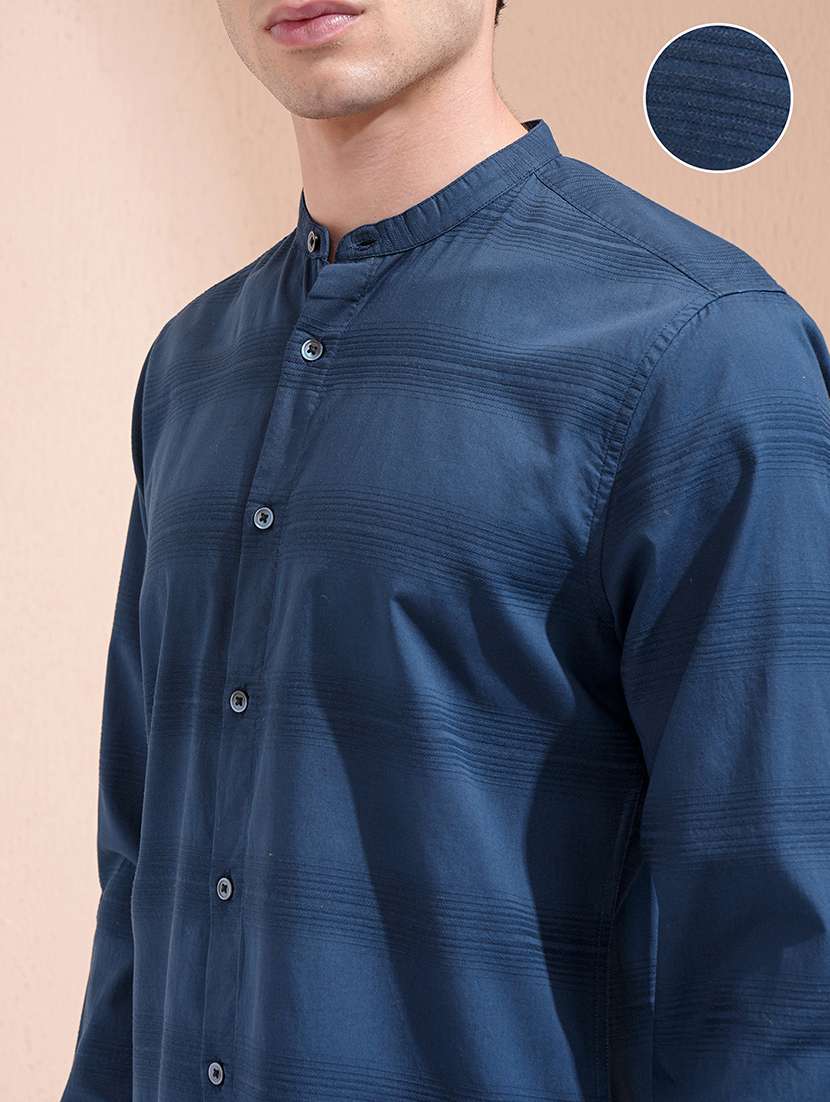 men self design long sleeve slim fit casual shirt - 22504382 -  Standard Image - 1