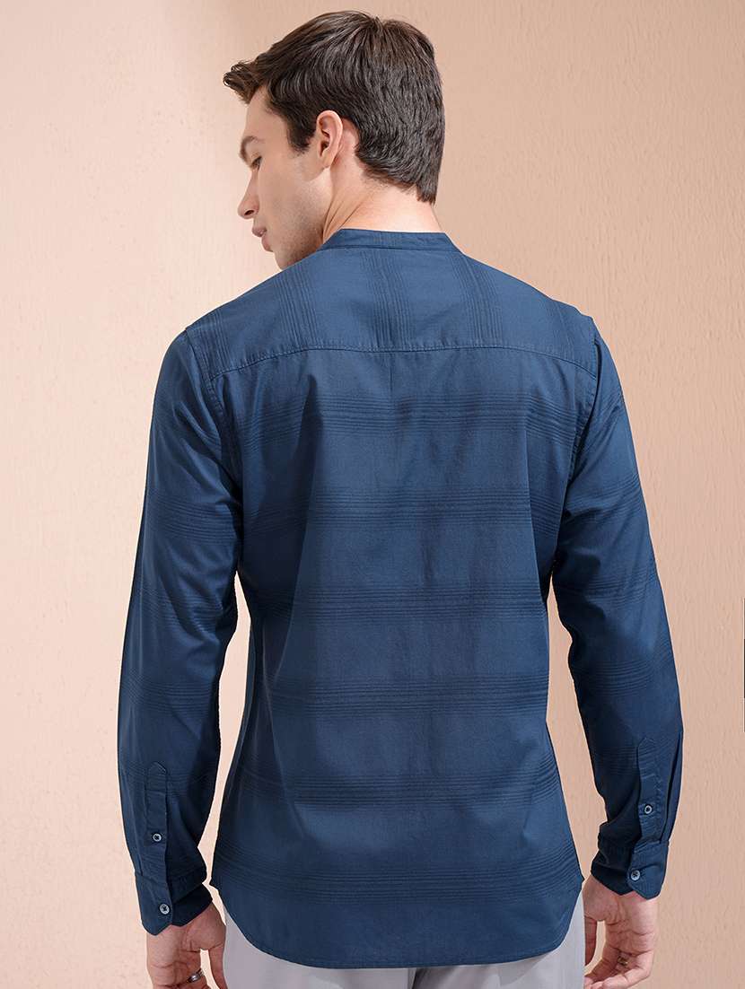 men self design long sleeve slim fit casual shirt - 22504382 -  Standard Image - 4