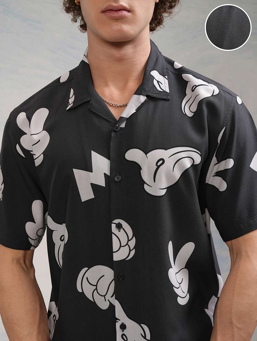 men printed short sleeve regular fit casual shirt - 22504408 -  Standard Image - 1