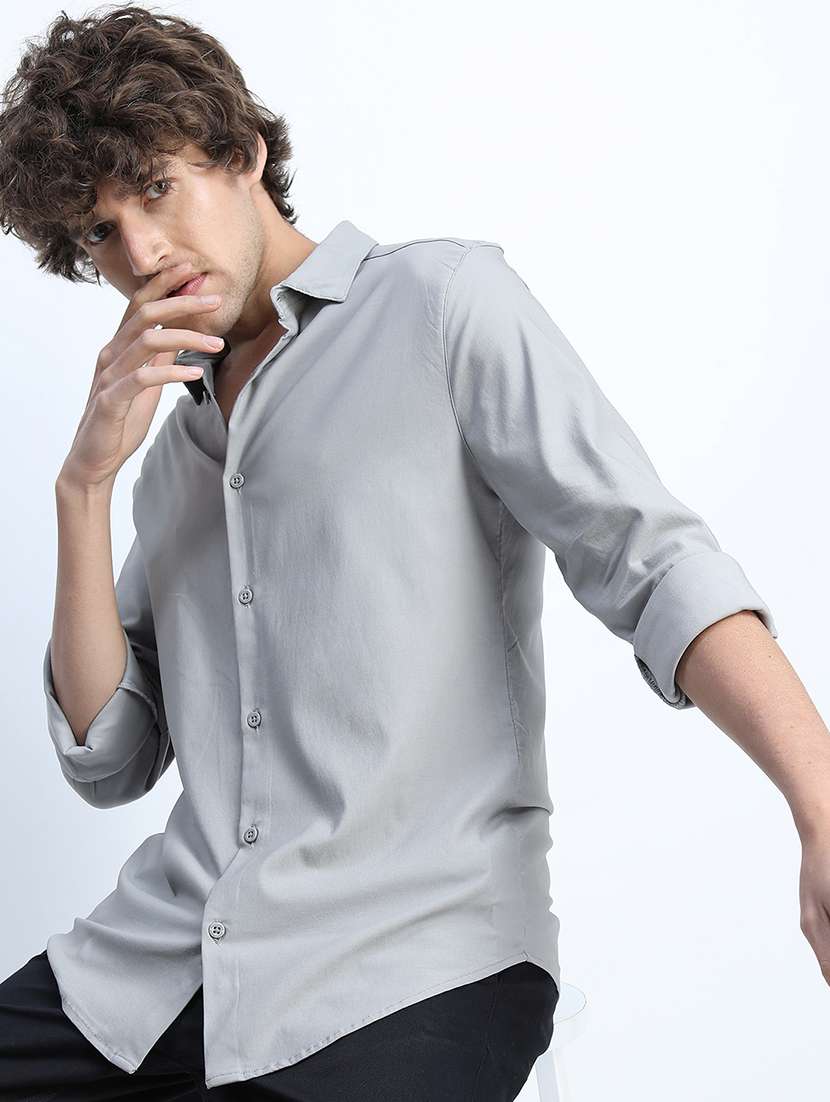 men solid long sleeve regular fit casual shirt