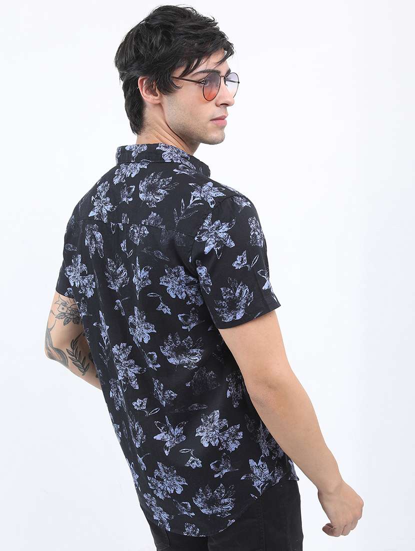 men printed short sleeve slim fit casual shirt - 22504470 -  Standard Image - 4