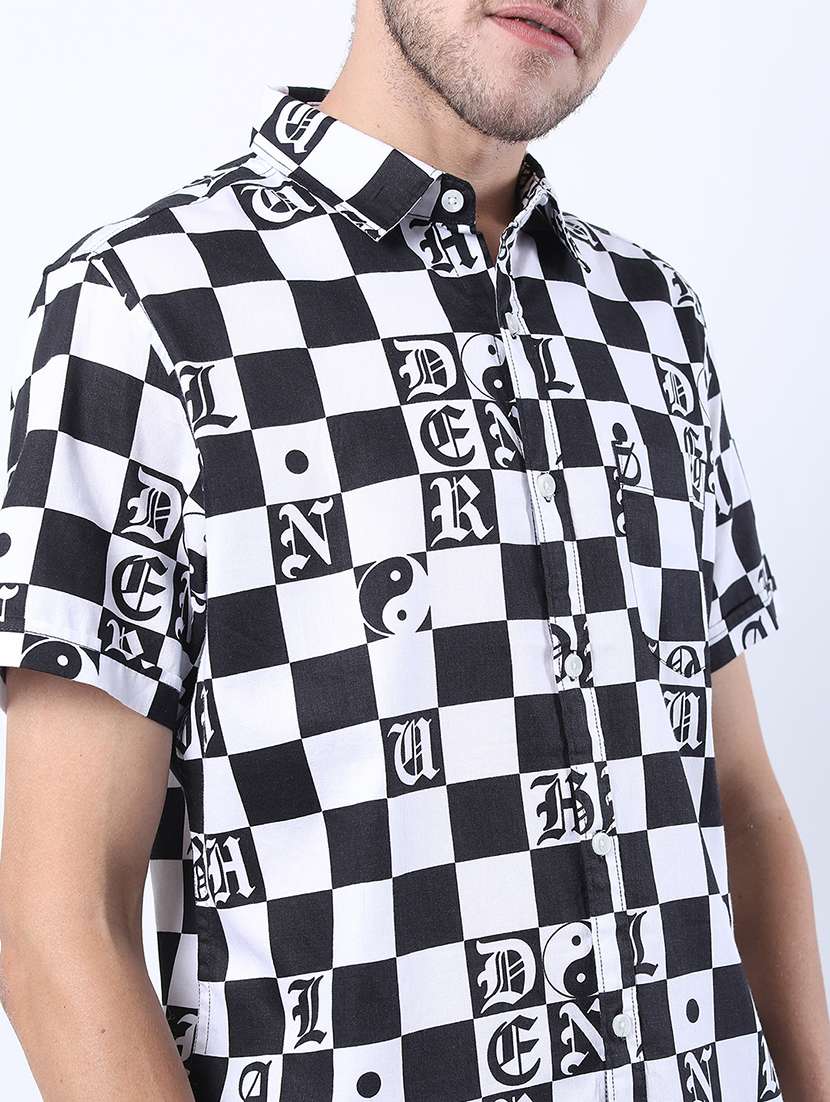 men printed short sleeve slim fit casual shirt - 22504476 -  Standard Image - 1
