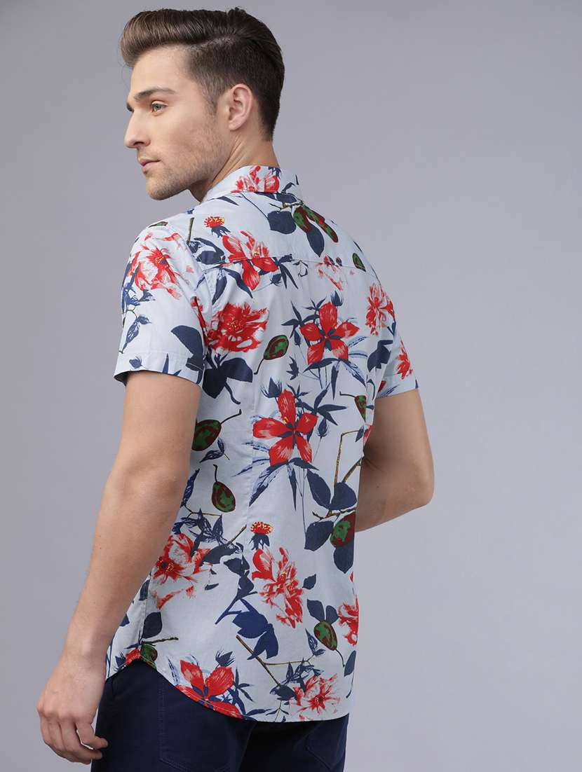 men printed short sleeve slim fit casual shirt - 22504501 -  Standard Image - 4