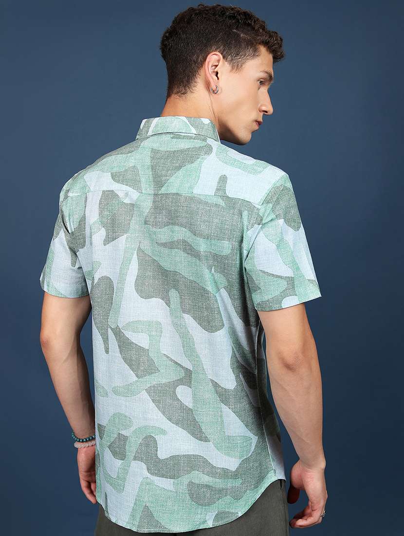 men printed short sleeve slim fit casual shirt - 22504525 -  Standard Image - 4