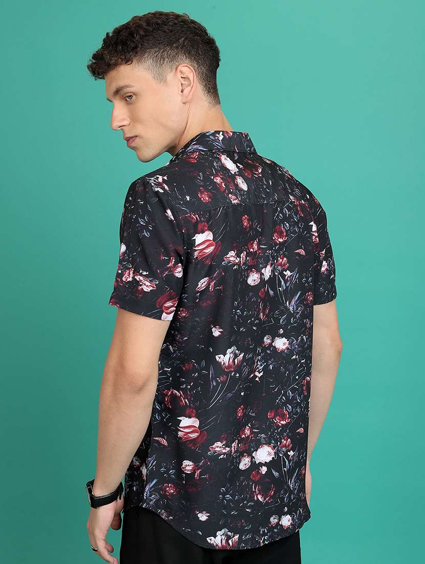 men printed short sleeve slim fit casual shirt - 22504527 -  Standard Image - 4