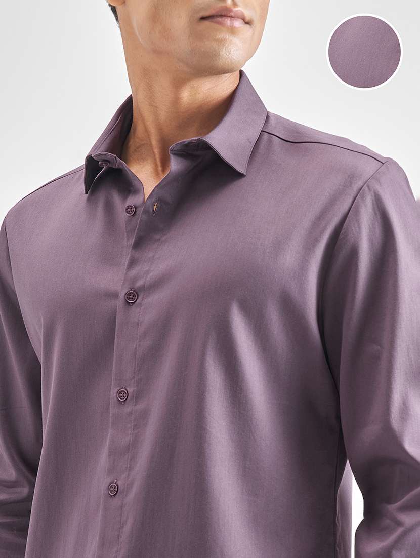 men solid long sleeve slim fit casual shirt - 22504548 -  Standard Image - 1