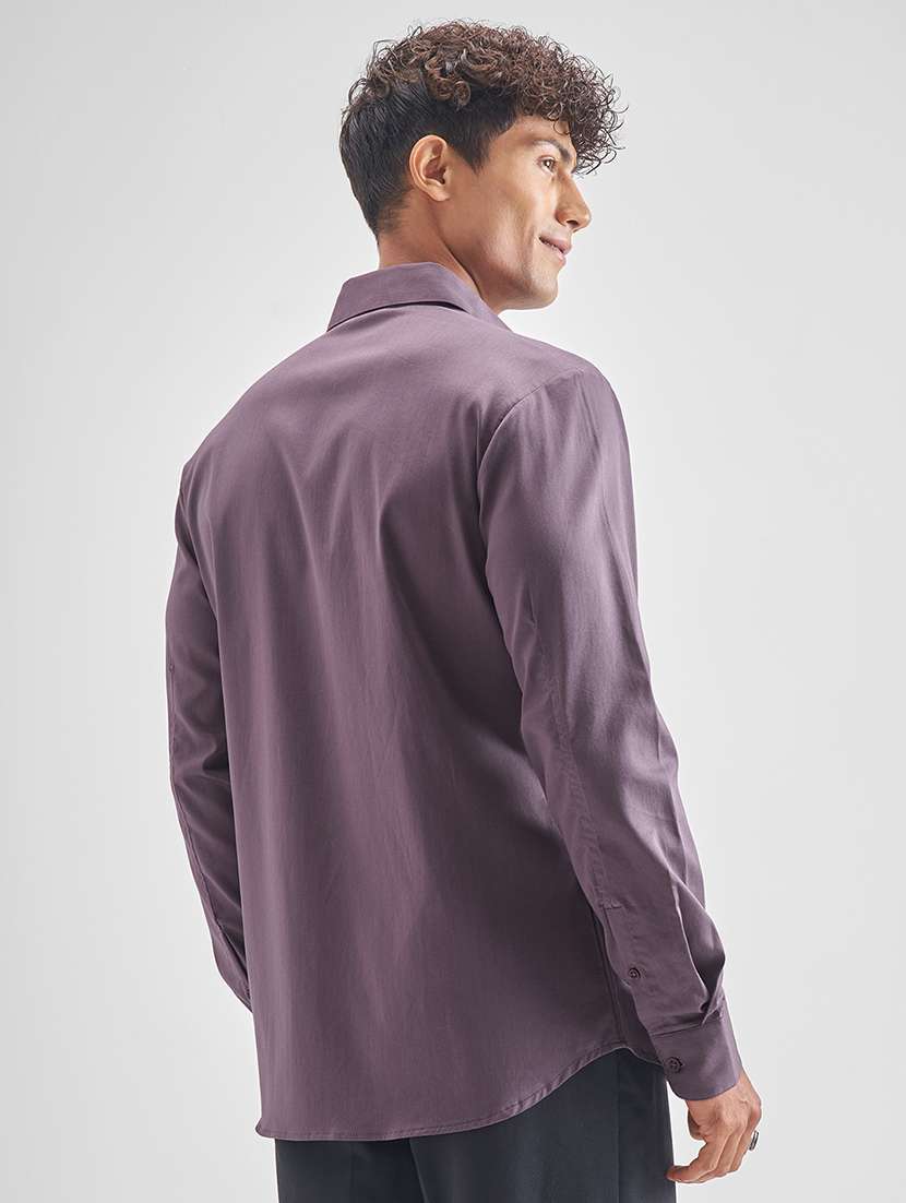 men solid long sleeve slim fit casual shirt - 22504548 -  Standard Image - 4
