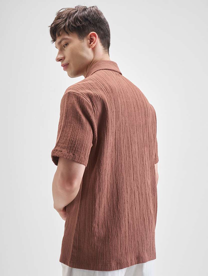 Men Textured Short Sleeve Regular Fit Casual Shirt - 22504558 -  Standard Image - 4