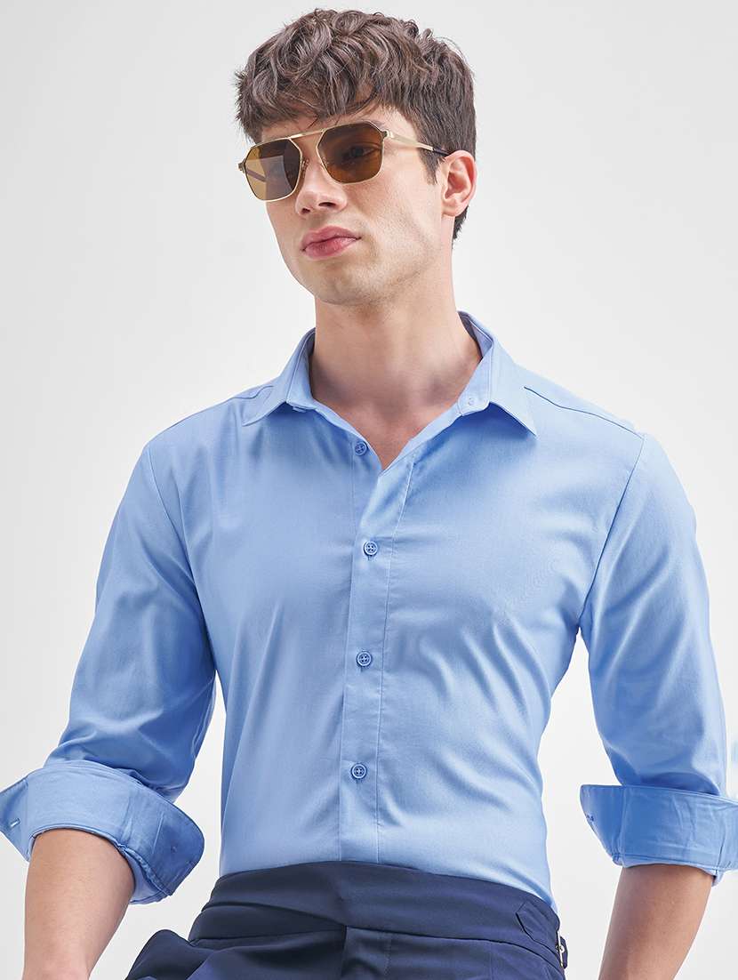 men solid long sleeve regular fit casual shirt