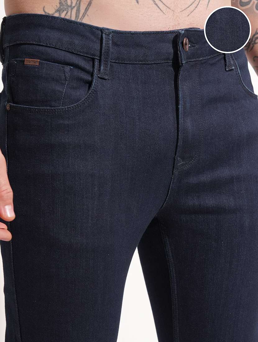 men plain mid rise full length slim fit jeans - 22504597 -  Standard Image - 1