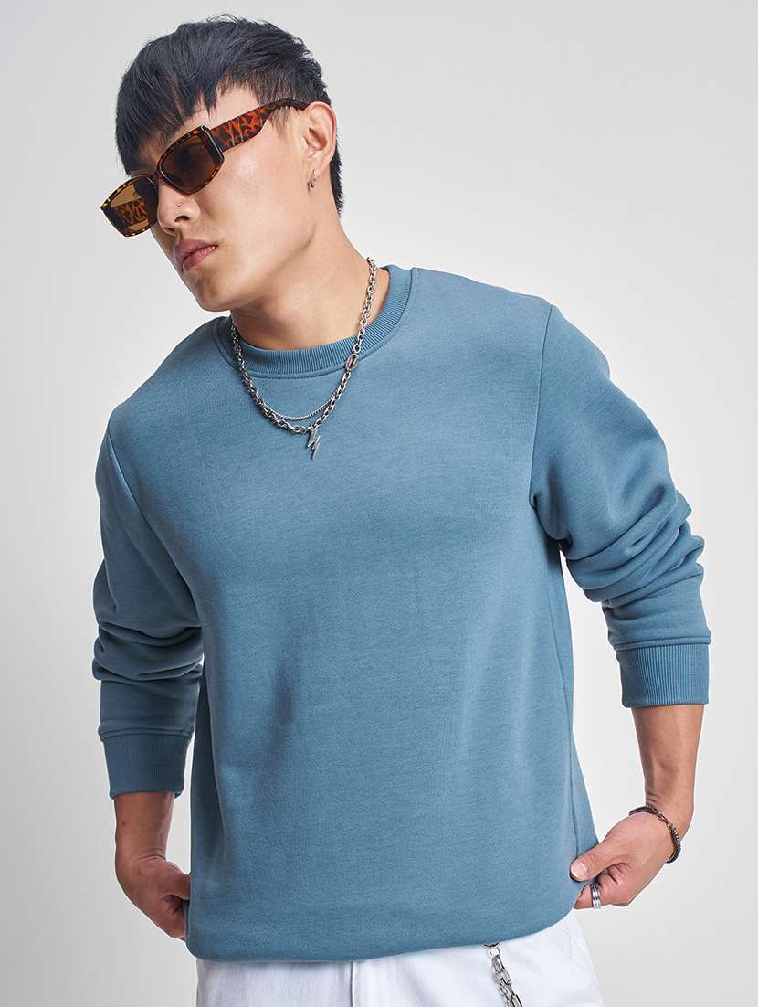 men solid long sleeve regular fit sweatshirt