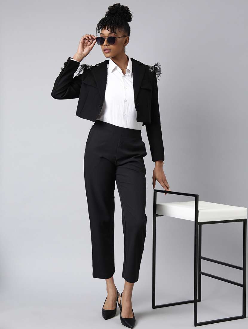 women embellished long sleeves single breasted crop blazer - 22504735 -  Standard Image - 6