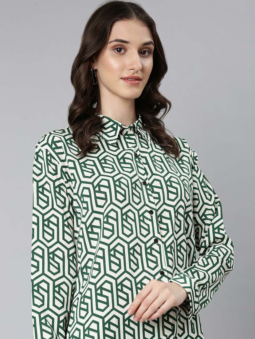 Women Printed Long Sleeves Shirt Dress - 22504760 -  Standard Image - 1