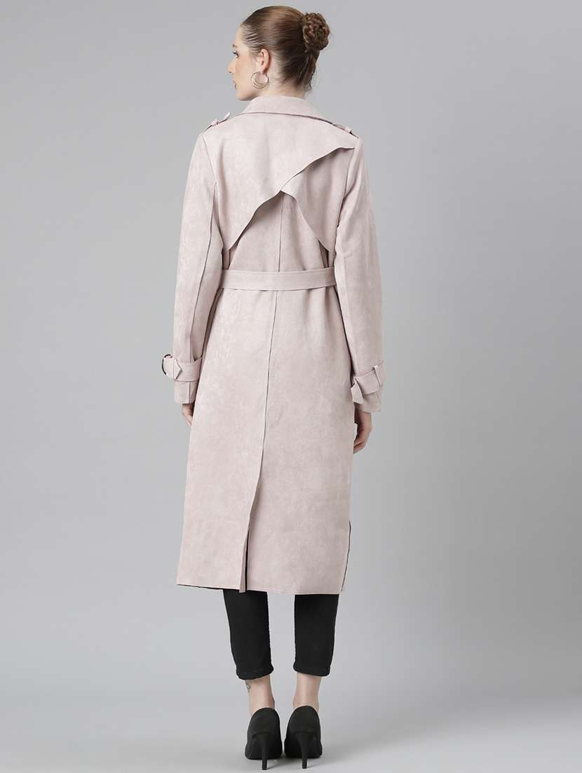 women solid long sleeves overcoat - 22504801 -  Standard Image - 4