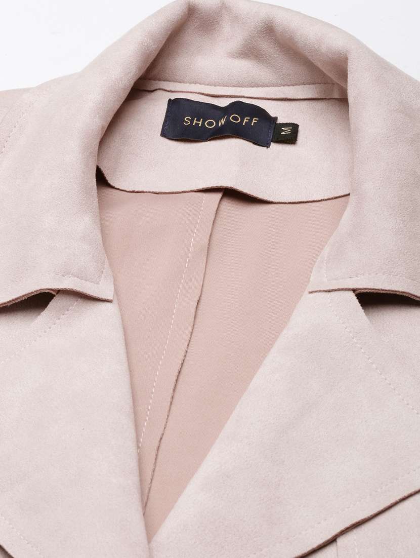 women solid long sleeves overcoat - 22504801 -  Standard Image - 6